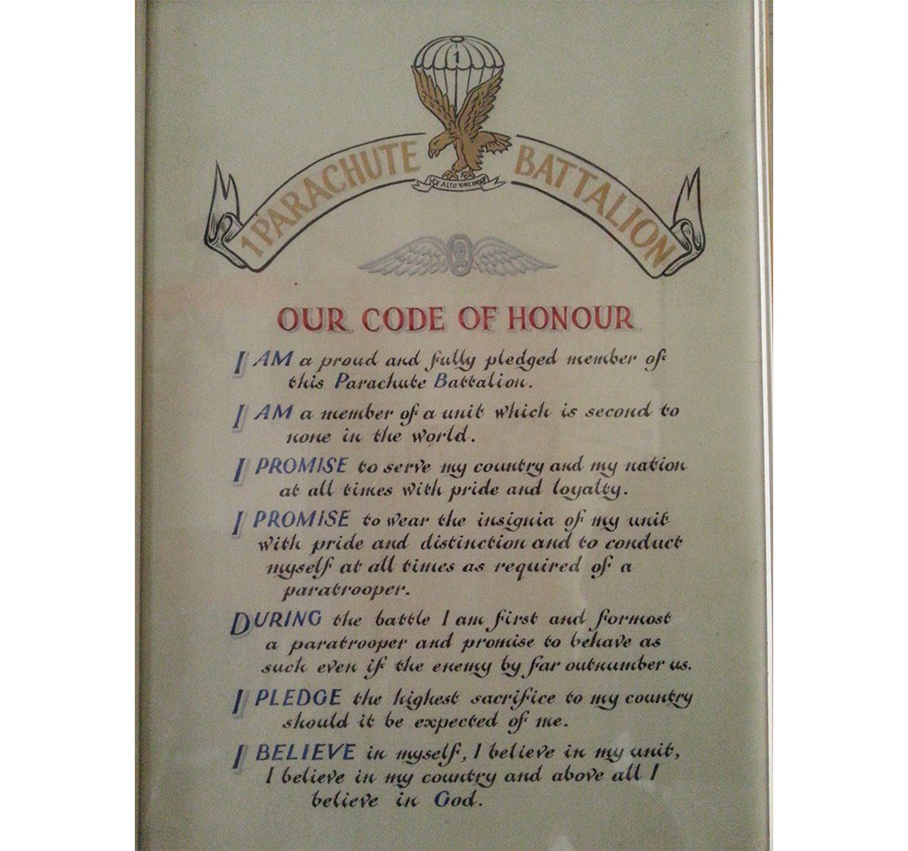 1 Parachute Battalion Code of Honor